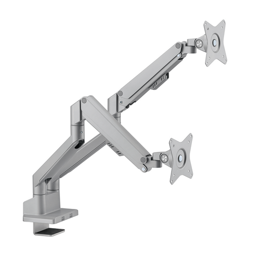 Brateck Dual Monitor Thin Gas Spring Monitor Arm Fit Most 17"-32" Monitors, Up to 9kg per screen VESA 75x75/100x100 Matte Silver (LS) - Image 2