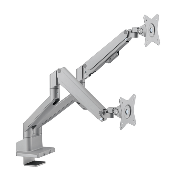 Brateck Dual Monitor Thin Gas Spring Monitor Arm Fit Most 17"-32" Monitors, Up to 9kg per screen VESA 75x75/100x100 Matte Silver (LS)