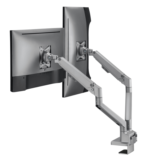 Brateck Dual Monitor Thin Gas Spring Monitor Arm Fit Most 17"-32" Monitors, Up to 9kg per screen VESA 75x75/100x100 Matte Silver (LS) - Image 4