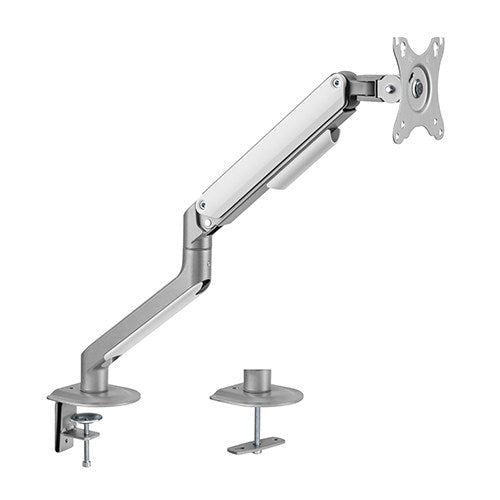 Brateck Single Monitor Economical Spring-Assisted Monitor Arm Fit Most 17"-32" Monitors, Up to 9kg per screen VESA 75x75/100x100 Matte Silver - Image 1