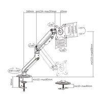 Brateck Single Monitor Economical Spring-Assisted Monitor Arm Fit Most 17"-32" Monitors, Up to 9kg per screen VESA 75x75/100x100 Matte Silver - Image 2
