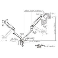 Brateck Dual Monitor Economical Spring-Assisted Monitor Arm Fit Most 17"-32" Monitors, Up to 9kg per screen VESA 75x75/100x100 Space Grey - Image 2