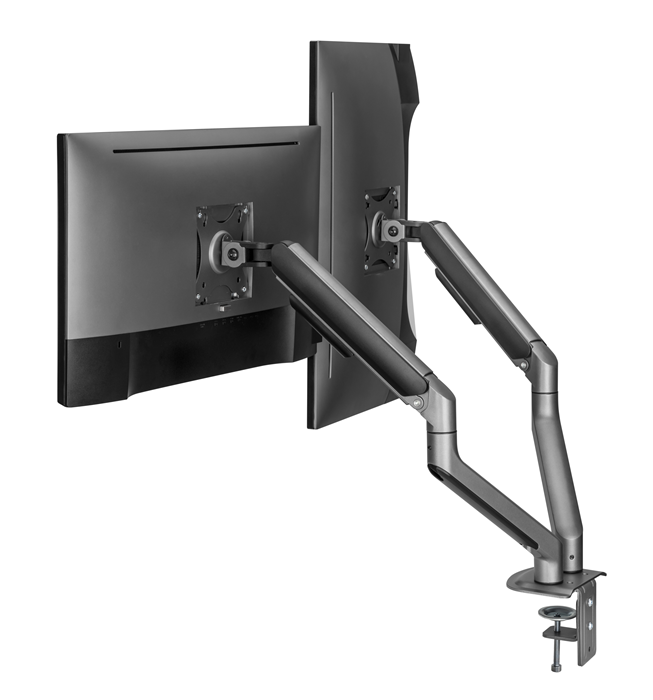 Brateck Dual Monitor Economical Spring-Assisted Monitor Arm Fit Most 17"-32" Monitors, Up to 9kg per screen VESA 75x75/100x100 Space Grey - Image 3