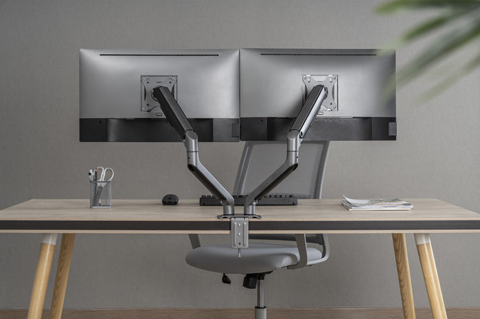 Brateck Dual Monitor Economical Spring-Assisted Monitor Arm Fit Most 17"-32" Monitors, Up to 9kg per screen VESA 75x75/100x100 Space Grey - Image 4