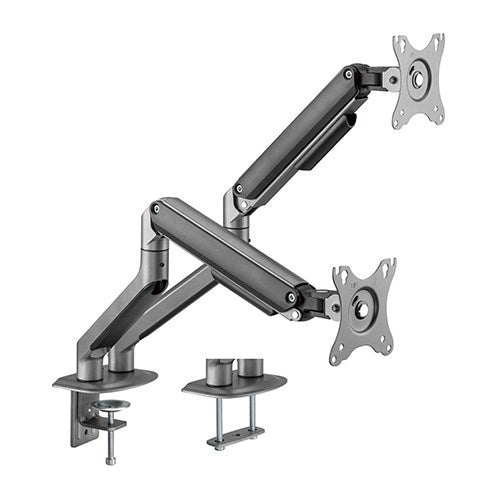 Brateck Dual Monitor Economical Spring-Assisted Monitor Arm Fit Most 17"-32" Monitors, Up to 9kg per screen VESA 75x75/100x100 Space Grey - Image 1
