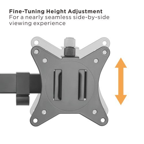 (LS)Brateck Dual-Monitor Steel Articulating Monitor Mount Fit Most 17"-32" Monitor Up to 20KG VESA 75x75,100x100(Black)(NEW) - Image 3