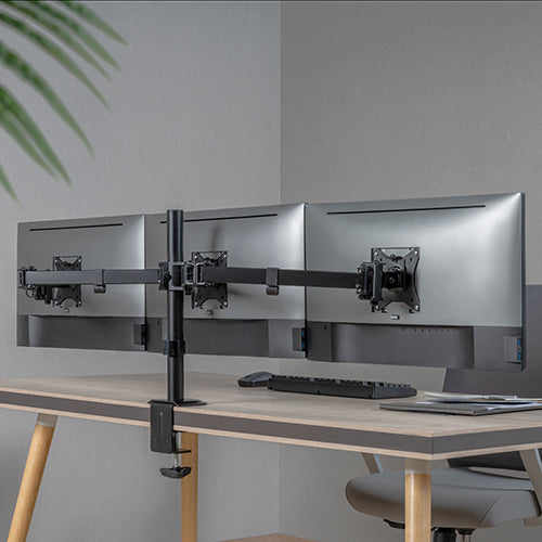 Brateck Triple-Monitor Steel Articulating Monitor Mount Fit Most 17"-27" Monitor Weight Capacity (per screen):7kg, VESA: 75x75,100x100(Black) - Image 2
