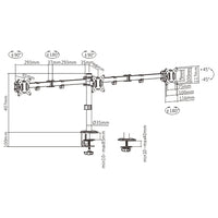 Brateck Triple-Monitor Steel Articulating Monitor Mount Fit Most 17"-27" Monitor Weight Capacity (per screen):7kg, VESA: 75x75,100x100(Black) - Image 4