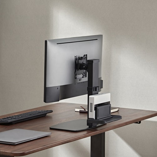 Brateck Vertical Lift Monitor Stand With Thin Client CPU Mount  Fit Most 17"-32" Monitor Up to 8KG VESA 75x75,100x100(Black) (LS) - Image 2