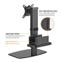 Brateck Vertical Lift Monitor Stand With Thin Client CPU Mount  Fit Most 17"-32" Monitor Up to 8KG VESA 75x75,100x100(Black) (LS) - Image 3