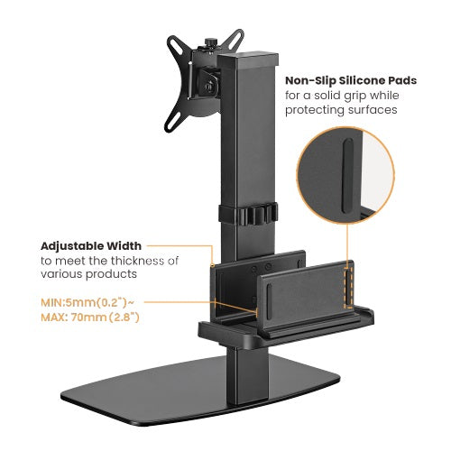 Brateck Vertical Lift Monitor Stand With Thin Client CPU Mount  Fit Most 17"-32" Monitor Up to 8KG VESA 75x75,100x100(Black) (LS) - Image 3