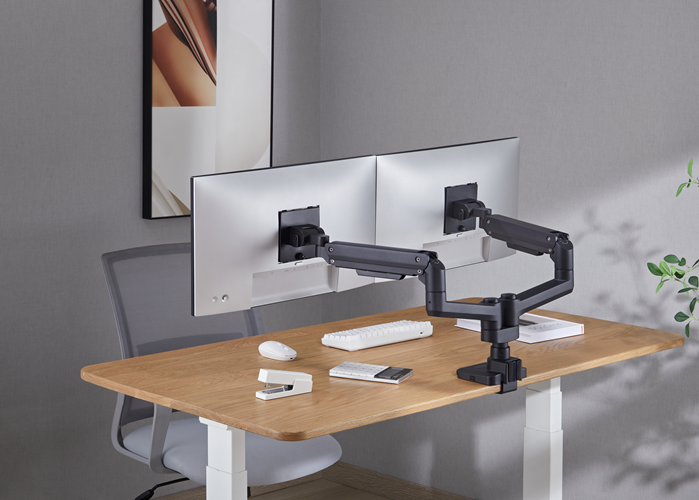 Brateck Fabulous Pole-Mounted Gas Spring Dual Monitor Arm Fit Most 17"-35" Monitors, Up to 20kg per screen VESA 75x75/100x100 Fine Texture Black （LS） - Image 4