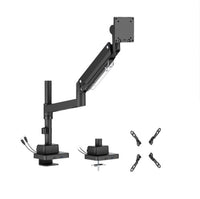 Brateck LDT80-C012UCP Super Heavy-Duty Pole-Mounted Gas Spring Monitor Arm with USB-A and USB-C Ports, Matte Black (LS) - Image 1