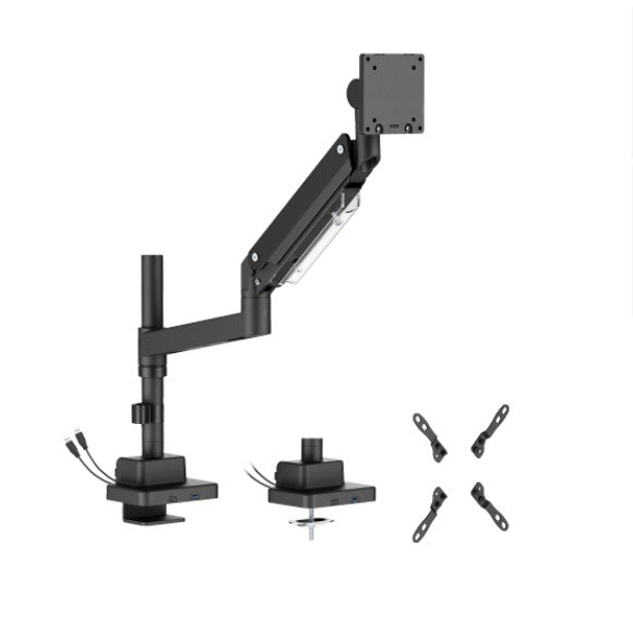 Brateck LDT80-C012UCP Super Heavy-Duty Pole-Mounted Gas Spring Monitor Arm with USB-A and USB-C Ports, Matte Black (LS) - Image 3