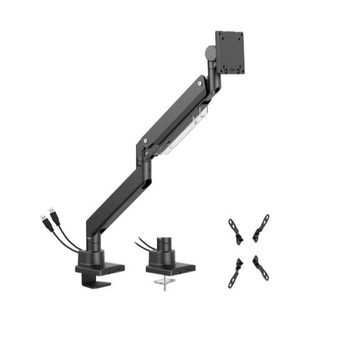 Brateck LDT80-C012UC Super Heavy-Duty Gas Spring Monitor Arm with USB-A and USB-C Ports For most 17"~57" Monitors, Matte Black(New) - Image 1