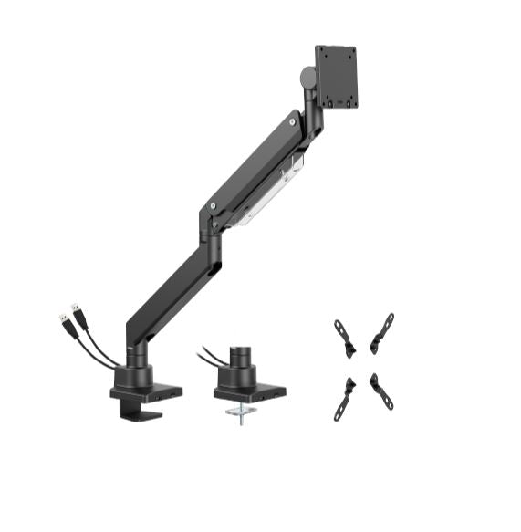Brateck LDT80-C012UC Super Heavy-Duty Gas Spring Monitor Arm with USB-A and USB-C Ports For most 17"~57" Monitors, Matte Black(LS) - Image 1
