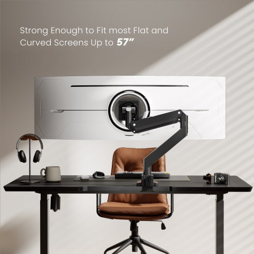 Brateck LDT80-C012 Super Heavy-Duty Gas Spring Monitor Arm For most 17"~57" Monitors, Fit Curved Monitor, Matte Black - Image 3