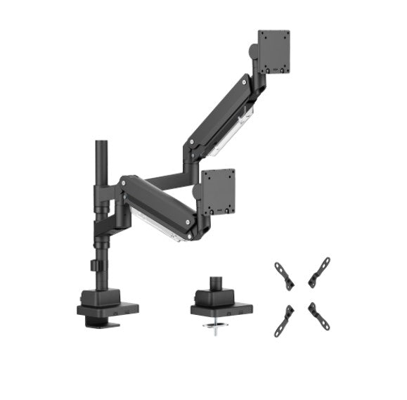 Brateck LDT80-C024P Matte Black Super Heavy-Duty Pole-Mounted Gas Spring Dual Monitor Arm For most 24"-57" Monitors (LS) - Image 4