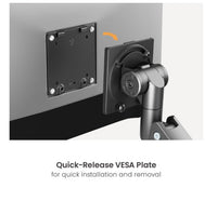 Brateck LDT80-C024UCP Matte Black Super Heavy-Duty Pole-Mounted Gas Spring Dual Monitor Arm with USB-A and USB-C Ports For most 24"-57" Monitors (LS) - Image 2