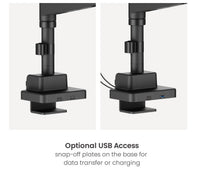 Brateck LDT80-C024UCP Matte Black Super Heavy-Duty Pole-Mounted Gas Spring Dual Monitor Arm with USB-A and USB-C Ports For most 24"-57" Monitors (LS) - Image 3