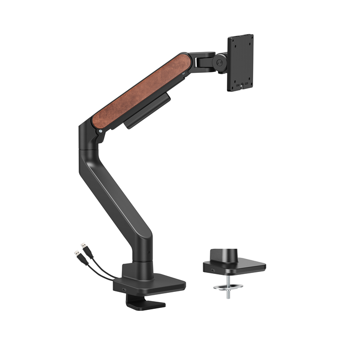 Brateck LDT81N-C012UC Fusion Heavy-Duty Gas Spring Monitor Arm with USB-A/USB-C Ports For most 17"~49" Monitors, Fine Texture Black(New) - Image 2