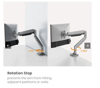 Brateck LDT82-C012 Single Screen Heavy-Duty Gas Spring Monitory Arm For most 17"~45" Monitors, Matte Black - Image 2