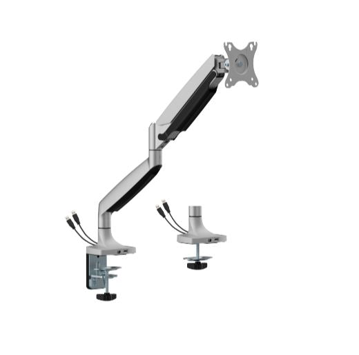 Brateck LDT82-C012UCE Single Screen Heavy-Duty Mechanical Spring Monitor Arm  With USB Ports For most 17"~45" Monitors, Matte Silver (LS) - Image 1