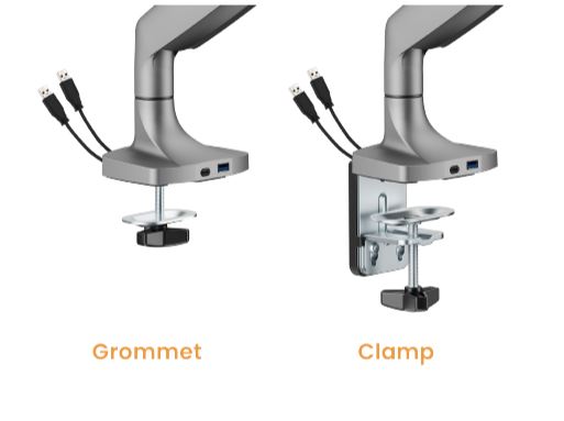 Brateck LDT82-C012UCE Single Screen Heavy-Duty Mechanical Spring Monitor Arm  With USB Ports For most 17"~45" Monitors, Matte Silver (LS) - Image 2