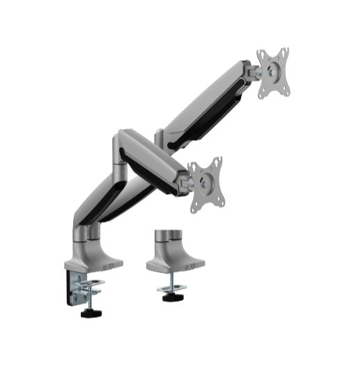 Brateck LDT82-C024E DUAL SCREEN HEAVY-DUTY MECHANICAL SPRING MONITOR ARM For most 17"~35" Monitors, Matte Silver (LS) - Image 1