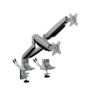 Brateck LDT82-C024UC Dual Screen Heavy-Duty Gas Spring Monitory Arm with USB Ports For most 17"~35" Monitors, Matte Silver (LS) - Image 1