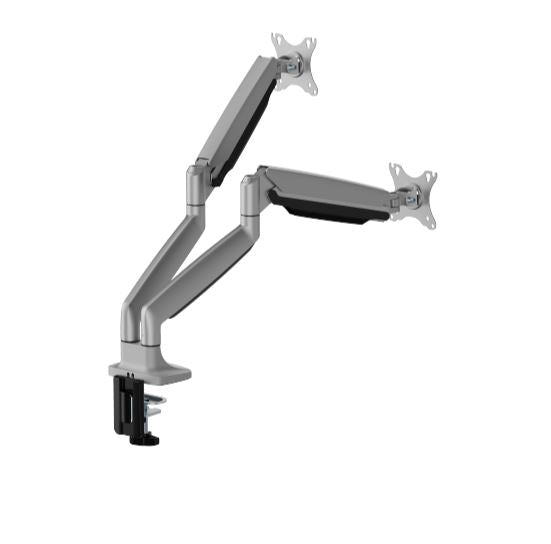 Brateck LDT82-C024UC Dual Screen Heavy-Duty Gas Spring Monitory Arm with USB Ports For most 17"~35" Monitors, Matte Silver (LS) - Image 2
