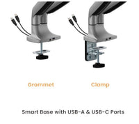 Brateck LDT82-C024UC Dual Screen Heavy-Duty Gas Spring Monitory Arm with USB Ports For most 17"~35" Monitors, Matte Silver (LS) - Image 3