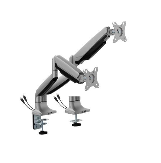 Brateck LDT82-C024UC Dual Screen Heavy-Duty Gas Spring Monitory Arm with USB Ports For most 17"~35" Monitors, Matte Silver (LS) - Image 5