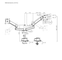 Brateck LDT84-C024P-B Dual Screen Pole-Mounted Heavy-Duty Mechanical Spring Monitor Arm Black - Image 2