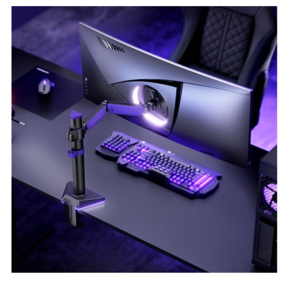 Brateck LDT89-C012L Articulating RGB Lighting Gaming Monitor Arm Matte Black, Fit Screen Size: 17"-40" Up to 12 KG (LS) - Image 2