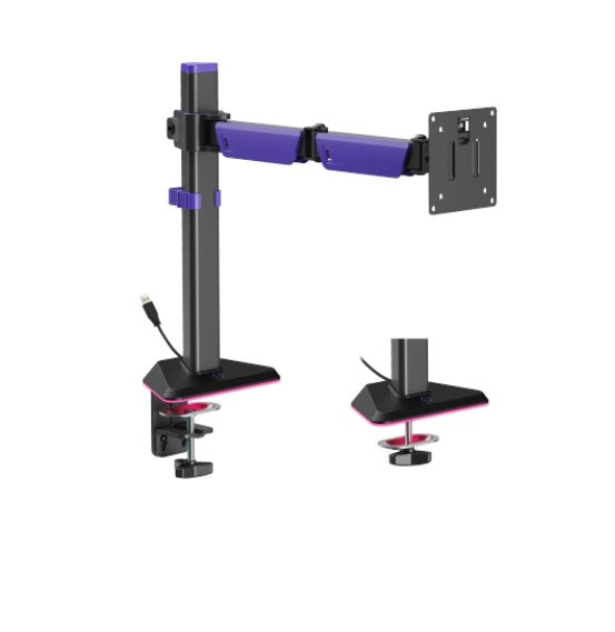Brateck LDT89-C012L Articulating RGB Lighting Gaming Monitor Arm Matte Black, Fit Screen Size: 17"-40" Up to 12 KG (LS) - Image 4