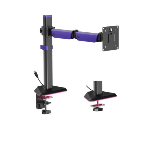 Brateck LDT89-C012L Articulating RGB Lighting Gaming Monitor Arm Matte Black, Fit Screen Size: 17"-40" Up to 12 KG (LS) - Image 1