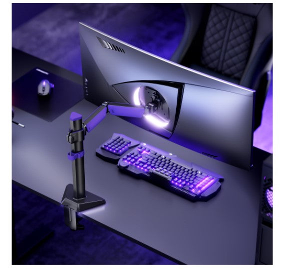 Brateck LDT89-C012 Amethyst Articulating Gaming Monitor Arm Matte Black, Fit Screen Size: 17"-40" Up to 12 KG, VESA 75x75,100x100 (LS) - Image 2
