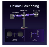 Brateck LDT89-C024 Matte Black Amethyst Articulating Gaming Dual Monitor Arm,  Fit Screen Size: 17"-32", Screen Quantity: 2 (LS) - Image 2
