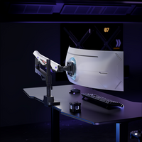 Brateck LDT95-C012UCP Atlas Neo Gaming Pole-Mounted Monitor Arm with USB-A & USB-C Ports For most 24"~57" Monitors, Matte Black & White - Image 4