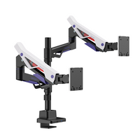 Brateck LDT95-C024UCP Atlas Neo Gaming Pole-Mounted Dual Monitor Arm with USB-A & USB-C Ports For most 24"~57" Monitors, Matte Black & White (New) - Image 1