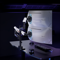 Brateck LDT95-C024UCP Atlas Neo Gaming Pole-Mounted Dual Monitor Arm with USB-A & USB-C Ports For most 24"~57" Monitors, Matte Black & White (New) - Image 4