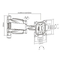 Brateck Elegant Full-Motion TV Wall Mount For 23"-42" up to 35KG, VESA Compatible: 75x75,100x100,200x100,200x200, Fine Texture Black (LS) - Image 4