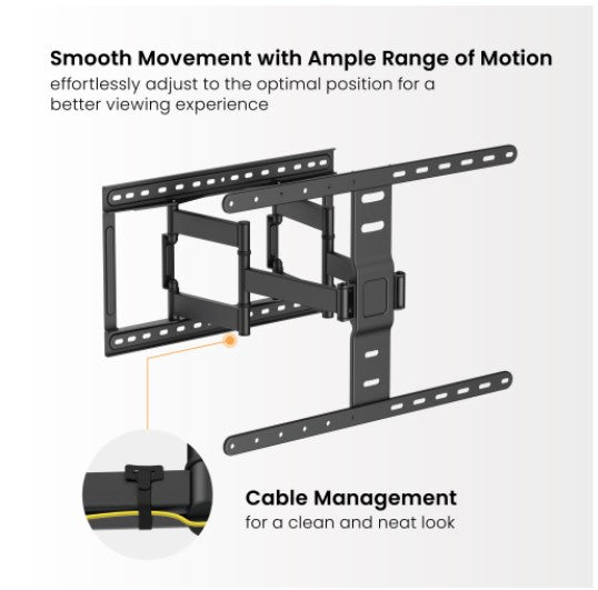 Brateck LPA83-466 Modern Ultra-Slim Full-Motion TV Wall Mount For most 43"-90" TVs, Weight Capacity: 60kg, 420x509x632mm - Image 3