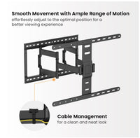 Brateck LPA83-466 Modern Ultra-Slim Full-Motion TV Wall Mount For most 43"-90" TVs, Weight Capacity: 60kg, 420x509x632mm - Image 3