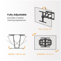 Brateck LPA83-466 Modern Ultra-Slim Full-Motion TV Wall Mount For most 43"-90" TVs, Weight Capacity: 60kg, 420x509x632mm - Image 4