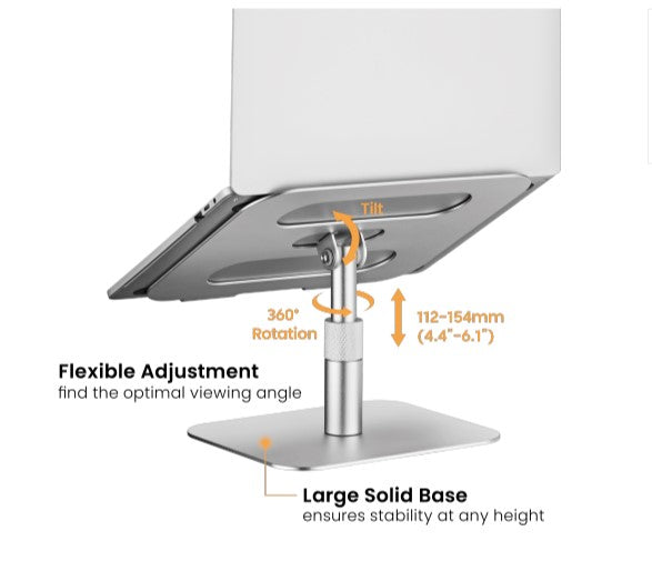 BrateckLPS03-19 ADJUSTABLE ALUMINUM LAPTOP RISER  For most 11”-15” laptops & tablets, Weight Capacity(per layer): 5kg (Silver) (LS) - Image 2