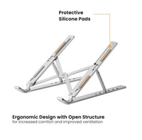 Brateck LPS03-3-03 Portable 6-Level Adjustable Aluminum Laptop Riser For most 11”-15” laptops, tablets and more (Silver) - Image 2