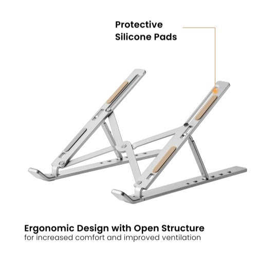 Brateck LPS03-3-03 Portable 6-Level Adjustable Aluminum Laptop Riser For most 11”-15” laptops, tablets and more (Silver) - Image 2