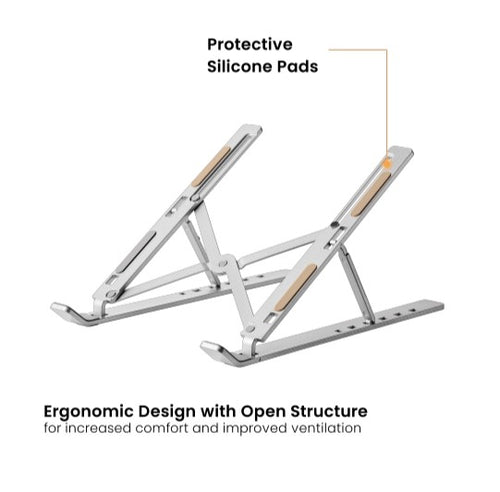 Brateck LPS03-3-03 Portable 6-Level Adjustable Aluminum Laptop Riser For most 11”-15” laptops, tablets and more (Silver) - Image 2